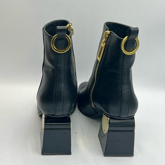 KAT MACONIE Black Leather Ankle Boots W/Gold Accent 3” Heel US6/EU37/ - Picture 5 of 15